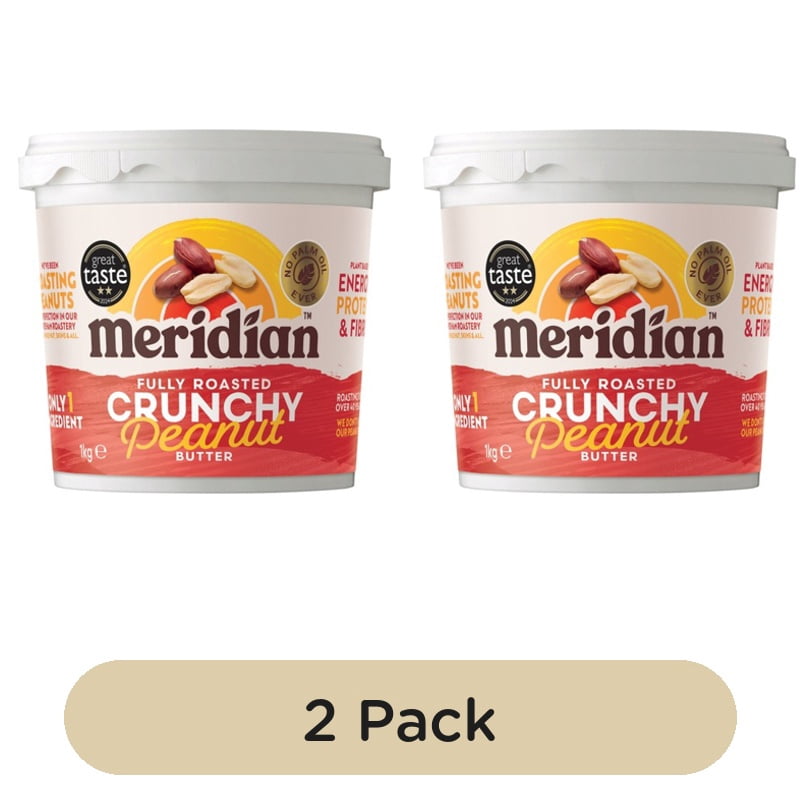 Meridian Crunchy Peanut Butter 100% 1kg, British Import (Pack of 2)
