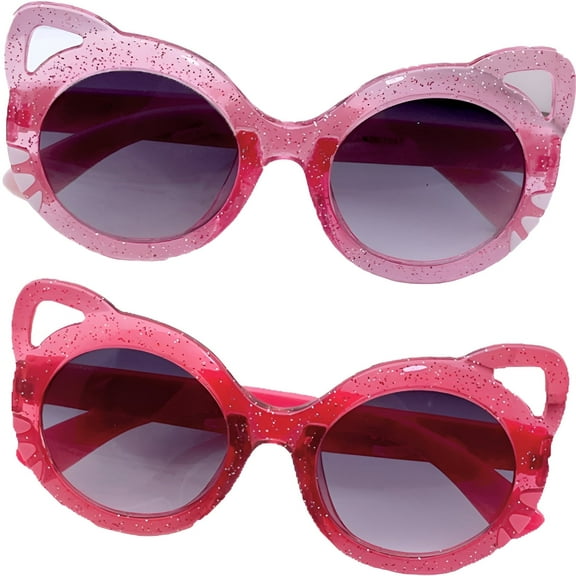 TELOLY 2Pcs Toddler Sunglasses Age 2-4,Adorable Cat Pattern Toddler Sunglasses,Soft and Comfortable Toddler Sunglasses Age 1-2,Multicolor
