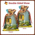 thumbnail image 2 of Pofeuu Cozy Cartoon Backyard Print Burlap Bags with Drawstrings Drawstring Gift Bags Pouch Bag for Thankgiving Birthday Party Gift Wrapping Treats and Party Favors-Medium, 2 of 9