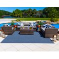 thumbnail image 2 of Sorrento 4-Piece XL Resin Wicker Outdoor Patio Furniture Conversation Sofa Set in Brown w/ Three-seat Sofa, Loveseat Sofa, and Coffee Table (Flat-Weave Brown Wicker, Polyester Light Gray), 2 of 9