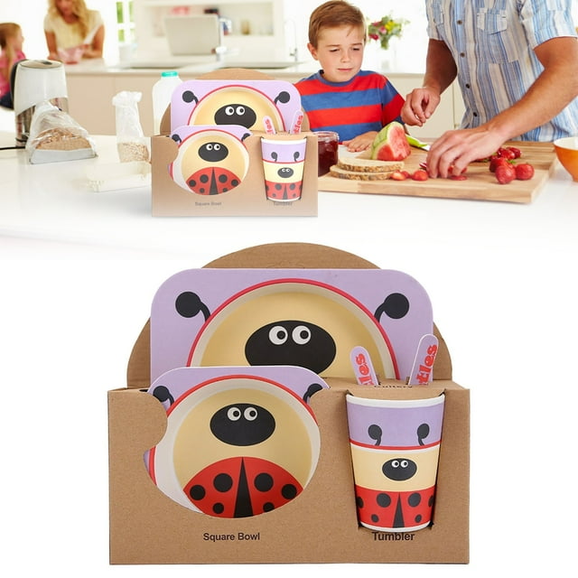 Ensemble de Vaisselle pour Enfants 5 Pcs/ensemble Vaisselle pour Enfants Assiette Bol Tasse Cuillère Fourchette Ensemble Vaisselle