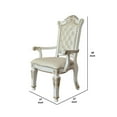 thumbnail image 5 of 27 Inch Classic Vegan Leather Armchair, Button Tufted, Carved, White - Saltoro Sherpi, 5 of 5