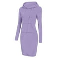 thumbnail image 2 of Lindreshi Sweatshirts for Women Loose Fit with Hood Womens Long Sleeve Solid Colored Pockets Patchwork Casual Long Hooded Sweatershirt Dress, 2 of 5