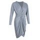thumbnail image 1 of Vestido ajustado cruzado de manga larga para mujer, elástico, con escote en V profundo, negro y gris, tallas S-XL Gris s, 1 of 9