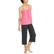 Women's and Women's Plus Pajama Strappy Racerback Tank and Capri Pants 2-Piece Sleepwear Set