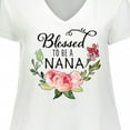thumbnail image 4 of Inktastic Blessed to Be a Nana with Flowers Women's Plus Size V-Neck T-Shirt, 4 of 5