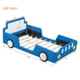 thumbnail image 2 of Twin Bed Frames for Boys,Race Car Platform Bed with Wheels,Soft PU Leather Headboard and Footboard,Car Twin Bed Frames,80"x41"x27",Blue, 2 of 8