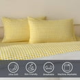 thumbnail image 2 of Yellow Gingham King Sheet Set, Soft Brushed Microfiber Yellow Plaid King Bed Sheets, 4-Pieces Yellow Checked Sheet Set with Deep Pocket, 2 of 7