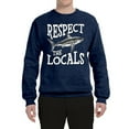 thumbnail image 2 of Wild Bobby Respect The Locals Save Our Oceans Shark Animal Lover Unisex Crewneck Graphic Sweatshirt, Vintage Heather Navy, Small, 2 of 6