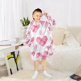 thumbnail image 6 of Wearable Blanket with Sleeves and Pocket Oversized Hooded Sweatshirt 3-14 YR Seamless Pink Heart Pattern S, 6 of 7