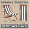 thumbnail image 2 of Outdoor Wooden Patio Lounge Chair 2 Set Beach Sling Chair Set Height Portable Reclining Beach Chair Solid Wood Frame with White Polyester Canvas 3 Level,WB, 2 of 7