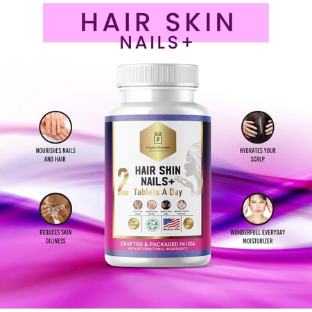 Hair Skin Nails-Halal Vitamins for Adults (2 Tablets A Day) 30 Servings by Organic Strength