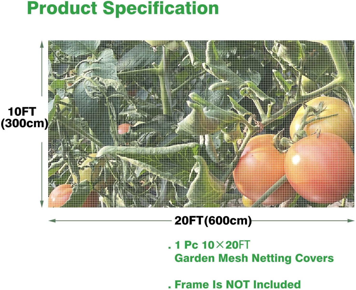 Garden Netting, 10'x20' Ultra Fine Insect Netting for Plants Trees Vegetables, Mesh Protection Netting Fruits Flowers Crops Greenhouse Row Covers Raised Beds Bug Screen Barrier Net