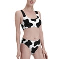 thumbnail image 2 of Daiia Cow Print Black White printed 2 piece Swimsuit Bikinis for Women High Waisted Racerback Bathing Suits Summer Tummy Control Scoop Neck Swimwear-X-Large, 2 of 8