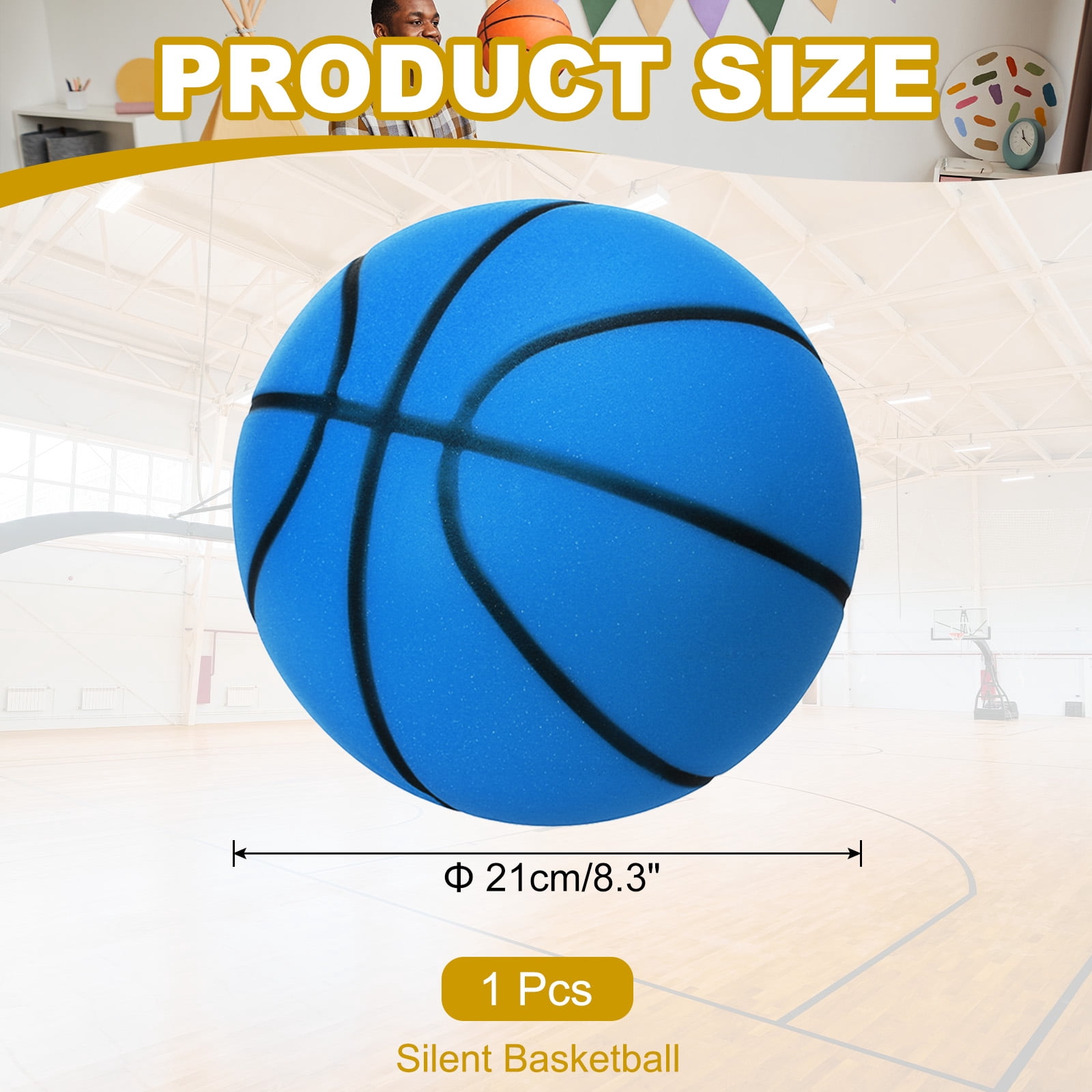 Uxcell Silent Basketball, Size 5 No Noise High-Density Foam Dribbling Indoor Basketball for Quiet Dribbling and Indoor Training, Blue
