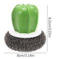 thumbnail image 4 of Herramienta de limpieza de tazón de cocina de bola de alambre de acero inoxidable con mango de cactus Wmkox8yii FHAKJF3749, 4 of 8