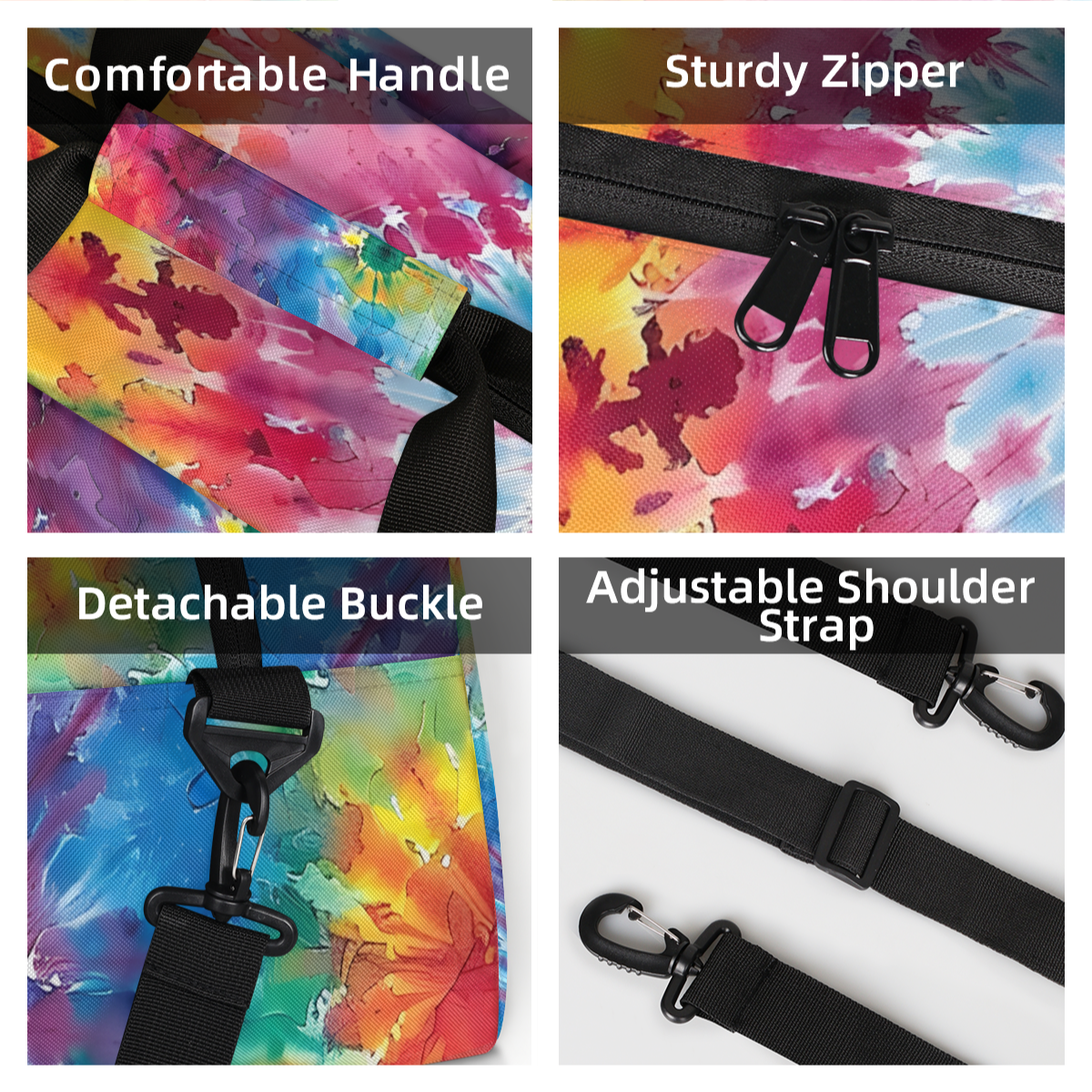 Herdesigns Tie Dye Sports Duffle Bag for Women & Men, Colorful Gym Bag Dance Bag Overnight Bag Carry On Weekender Travel Bag