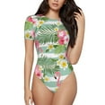 thumbnail image 2 of Picia Tropical Flamingo Womens One Piece Swimsuits Modest Tummy Control Bathing Suits Lace Up Slimming Swim Suit-X-Large, 2 of 9