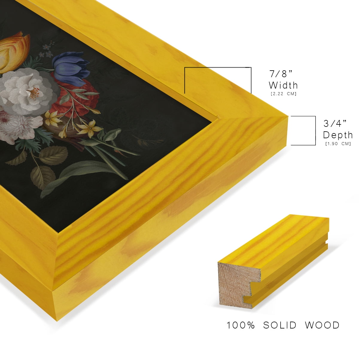 Dramatic Bouquet III -Framed Print w/glass-Sunflower Yellow