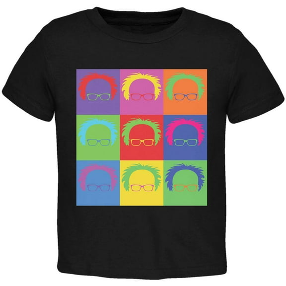 Election Bernie Sanders Hair Minimalist Pop Art Black Toddler T-Shirt - 3T