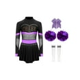 thumbnail image 1 of Ocealan Tenue de Meneuse de Claque de Noël pour Filles Enfants, Robe de Cheerleading, Uniformes avec Ensemble de Chaussettes à Pompon, Violet C 8, 1 of 7