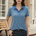 thumbnail image 2 of Fgnfyis T-Shirt à Manches Courtes Rayé pour Femmes Col Rond Décontracté pour Usage Quotidien Printemps Été Automne Blouse Confortable avec Col Classique Hauts Décontractés Bleus G, 2 of 5