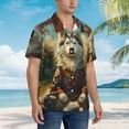 thumbnail image 3 of Honeii Forest Maple Leaf Husky Print Men’s Hawaiian Shirt,Classic Button-Down Short Sleeve Shirt, for Beach, Vacation, and Outdoor Activities,Small, 3 of 7