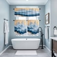thumbnail image 4 of Abstract Waves Art Kitchen Curtains Valances and Tiers Set of 3 Gradient Blue White Sea Art Tier Curtains and Valance with Rod Pocket for Small Windows, 27.5"x24", 4 of 9