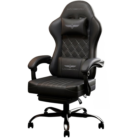 LaoGeoRon Gaming Chairs for Adults with Footrest, Ergonomic PC Gaming Chair with Headrest and Lumbar Support, High Back, Widen Seat, Adjustable Armrests