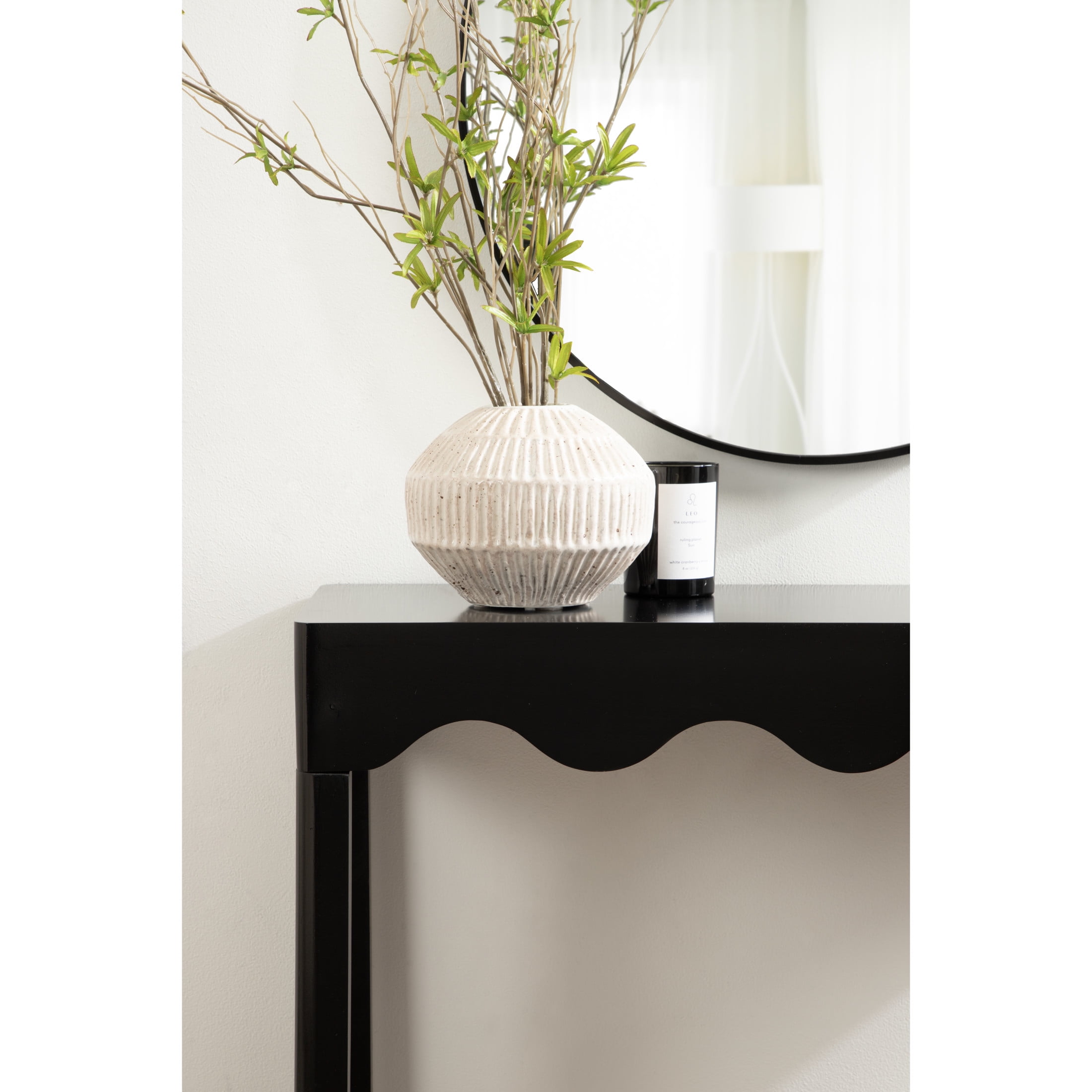 Kate and Laurel Maida Modern Rectangle Wooden Wavy Console Table, 32 x 12 x 30, Black, Transitional Decorative Entryway Table with Wavy Apron for Entry Decor Option