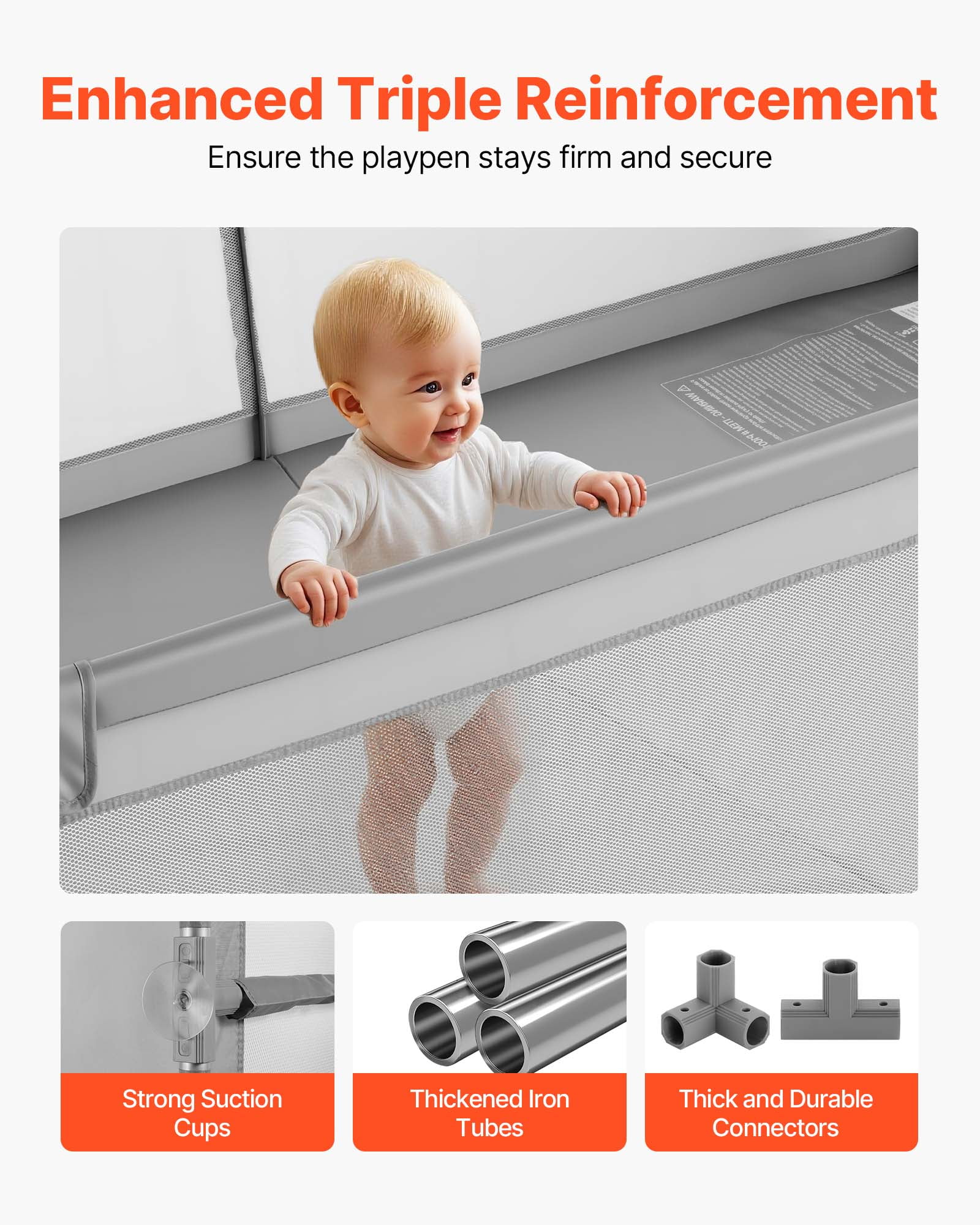 VEVOR Baby Playpen, 78.7″ x 58.7″ Large Toddlers Playpen, Indoor/Outdoor Baby Fence Play Yard with 50 Ocean Balls, Zippered Door & Breathable Mesh, No-Gap Safety Activity Center for Babies Toddlers