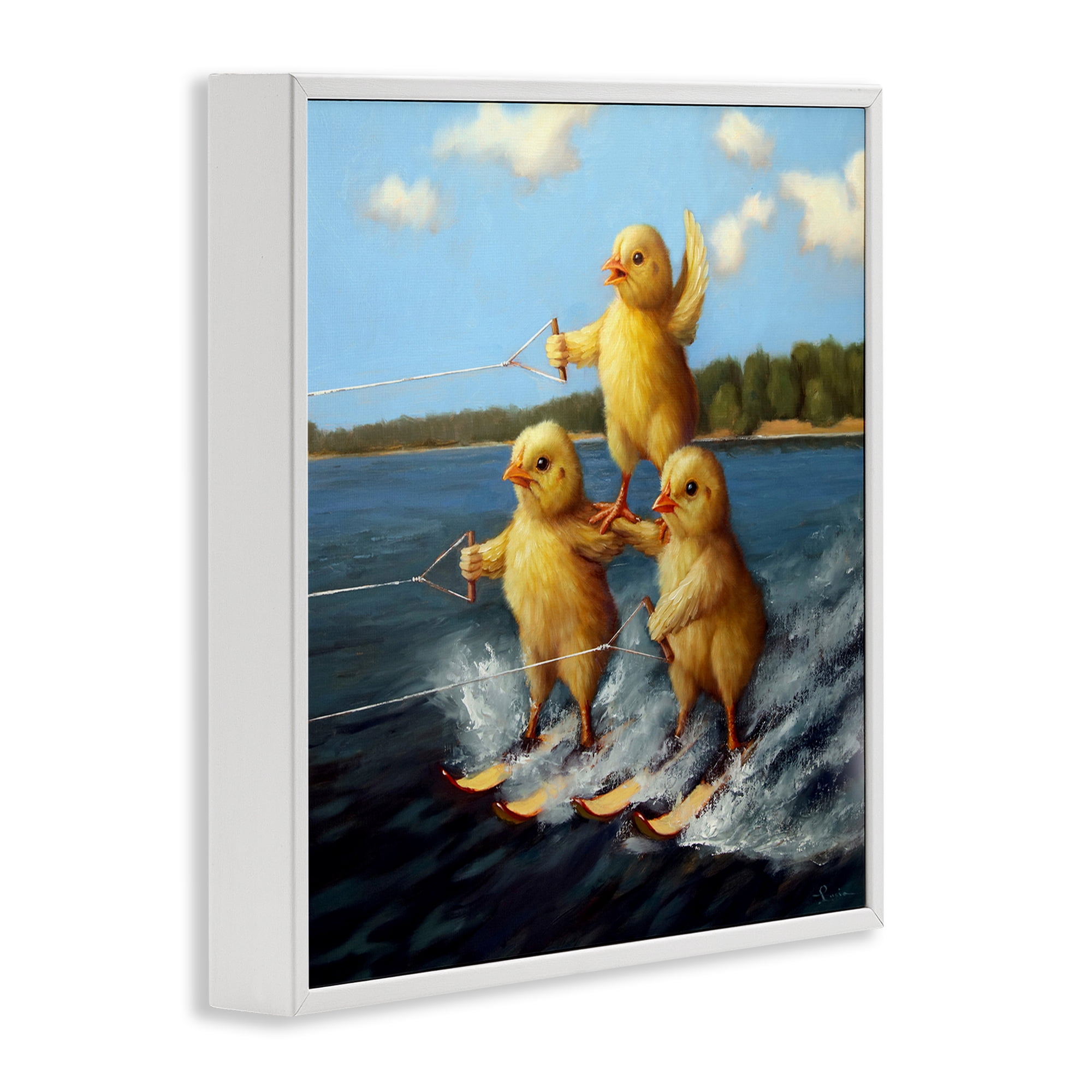 Stupell Industries Water Skiing Chicks Coastal Painting White Framed Art Print Wall Art, 24 x 24