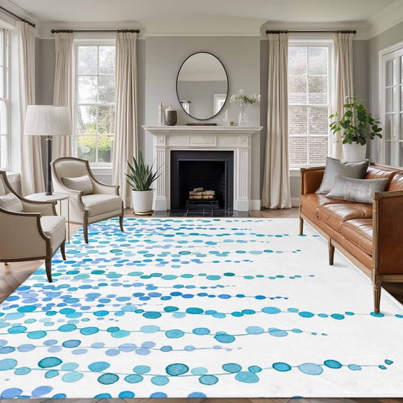 6'x9' Area Rugs, Blue Indoor Outdoor Area Rug for Living Room Bedroom, Polka Dots Watercolor Abstract Art Washable Bathroom Rugs Kitchen Floor Carpet Mats Home Decor Aesthetic