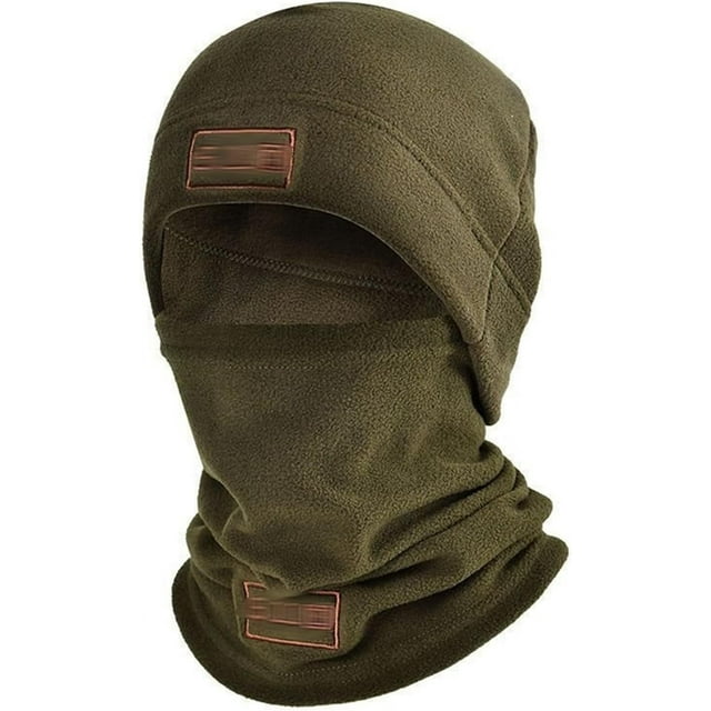 Polar Fleece Full-Face Hood, Face Cover, Ski Hood, Wind-Resistant Cycling Hood, Full-Coverage Mask.,Green
