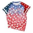 thumbnail image 3 of WZXFASHION Hauts pour Femmes Mode Manches 3/4 Col Rond Chemises Décontractées Tendance Blouses Imprimées T-Shirts à devant Plissé Articles en Liquidation T-shirt à Manches Courtes pour Femme, 3 of 5
