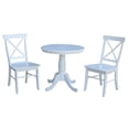 thumbnail image 1 of International Concepts K08-30RT-C613P Table à Pied Ronde de 30 Pouces avec 2 Chaises à Dossier Croisé - Ensemble de 3 Pcs, 1 of 1