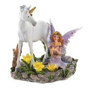 Dragon Crest Forest Magic Fairy and Unicorn Figurine 5.25x4.25x5