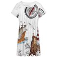 thumbnail image 3 of Ocean Nautical Vintage Sea Coastal Lighthouse Boat Dress Fashion Beach Short Sleeve Dresses Female Party Printed Sundress, 3 of 7