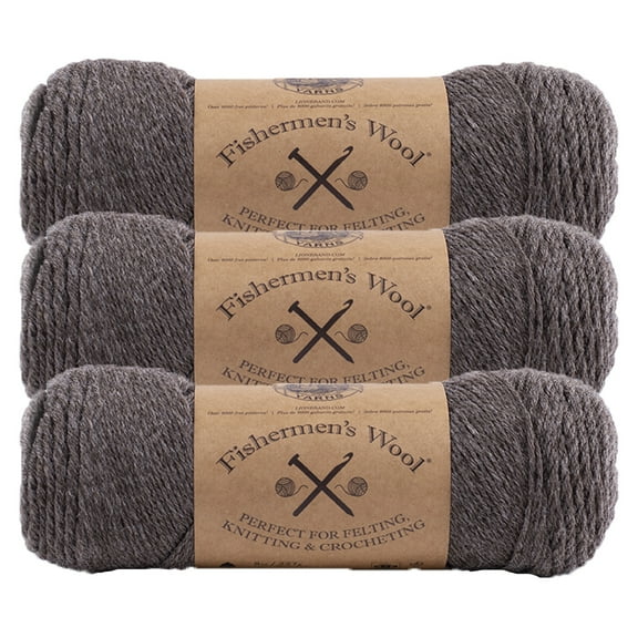 Lion Brand Yarn Fishermen's Wool Brown Heather Medium Wool Yarn 3 Pack
