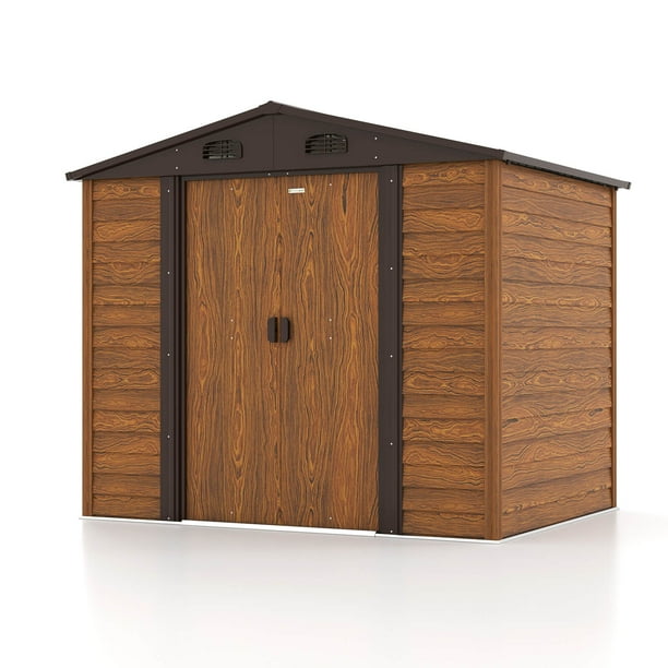 Patiowell luxurious 8 x 6 FT Wood Look Storage Shed for Outdoor, Steel