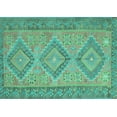 thumbnail image 1 of Ahgly Company Machine Washable Indoor Rectangle Oriental Turquoise Blue Traditional Area Rugs, 2' x 5', 1 of 4