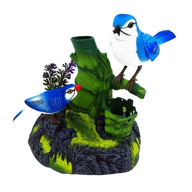 Pantalios para hablar, juguete para pájaros de control de sonido, juguete para niños liviano, decoración de la oficina para el hogar aves eléctricas 2 pájaros azules