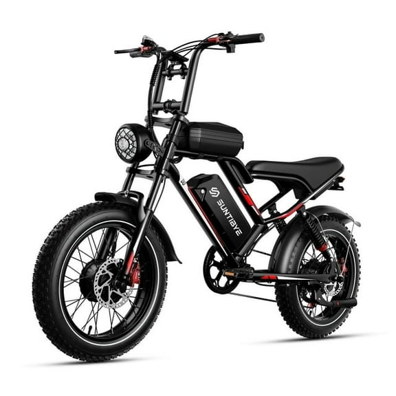 SUNTIBYE 3PCS S8 Electric Mountain Bike, 20"*4 Fat Tire Ebike Fat Tire E-MTB with Hydraulic Suspension Shock Absorber, Peak 3000W Dual Motor 48V 25AH Electric Motorcycle for Adults UL2849