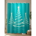 thumbnail image 4 of Christmas Shinny Tree Shower Curtain Set, Waterproof Shower Curtains for Bathroom, Xmas Light Stars Abstract Turquoise Washable Fabric Cloth Bath Curtain for Bathtub with Hooks 66x72 Inches, 4 of 6