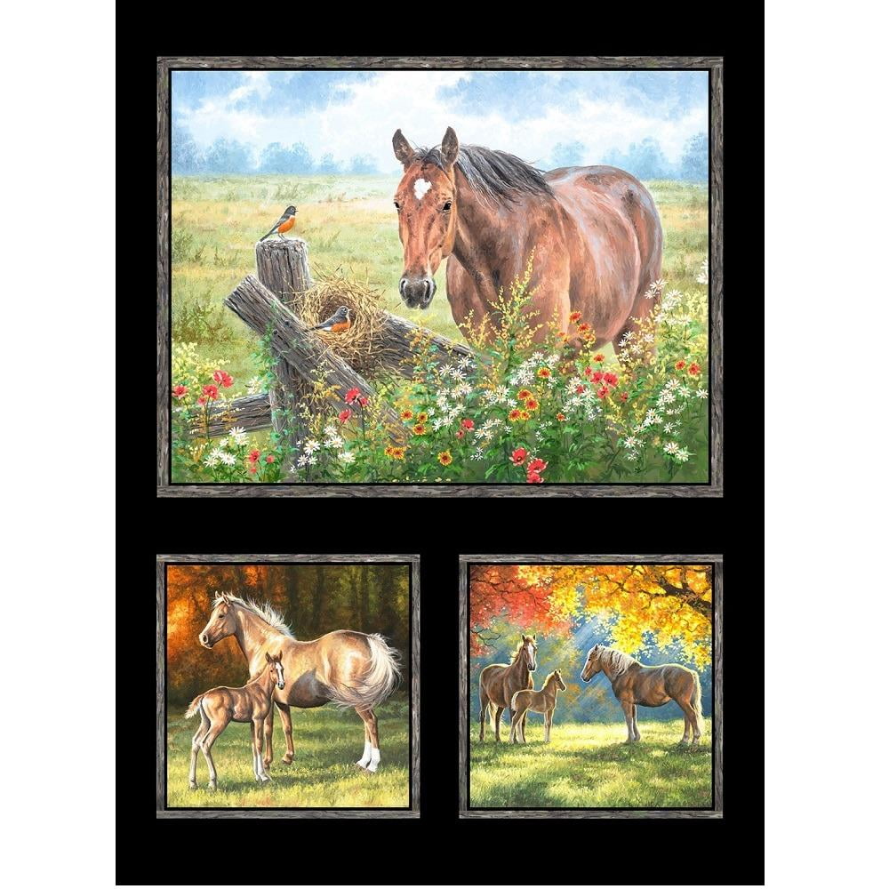 Multi Horse Fabric Panel