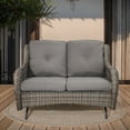 thumbnail image 6 of POCASSY 52" Width Outdoor Loveseat, Rocking Glider All Weather Wicker Patio Loveseat with Deep Seat for Porch Balcony and Backyard, Gray, 6 of 7