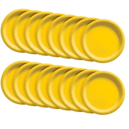 BUNDLE (4) Party City Disposable Paper Plates, 16 Count (Yellow) - Go Brightly Classic Everyday Lunch Paper Plates, 8.5" - Premium Party Supplies