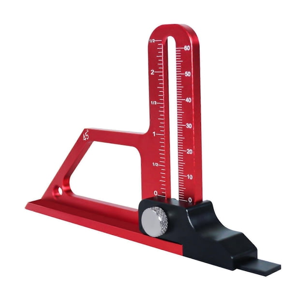 Table Saw Height Gauge Aluminum Alloy 0-60mm 45° Multifunctional Woodworking Tool Setting Gauge Depth Measuring Tool