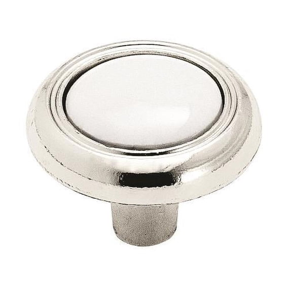 Amerock Everyday Heritage 1-1/4 in (32 mm) Diameter White/Polished Chrome Cabinet Knob