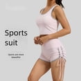thumbnail image 4 of Women's 2 Piece Yoga Outfits High Support Sports Bra with Built in Pads High Waist Shorts Gym Set Seamless Athletic Workout Sets Tracksuit Breathable Running Clothes, 4 of 10